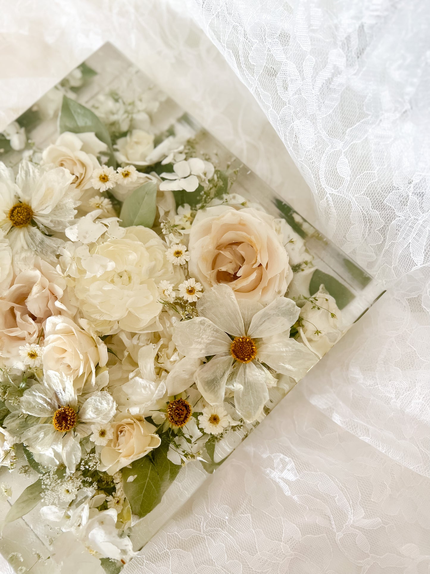 10" Square Resin Flower Preservation