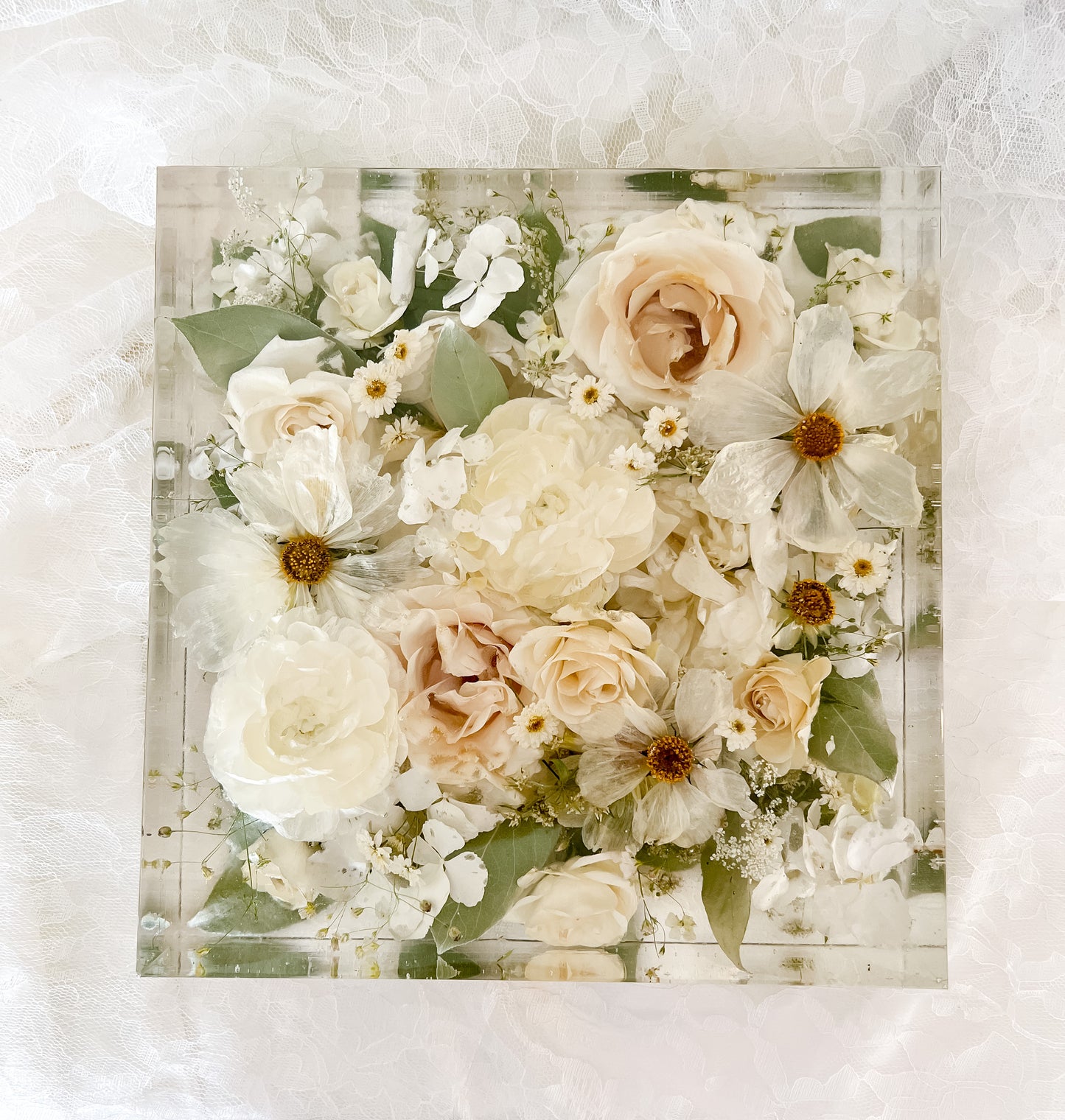 10" Square Resin Flower Preservation