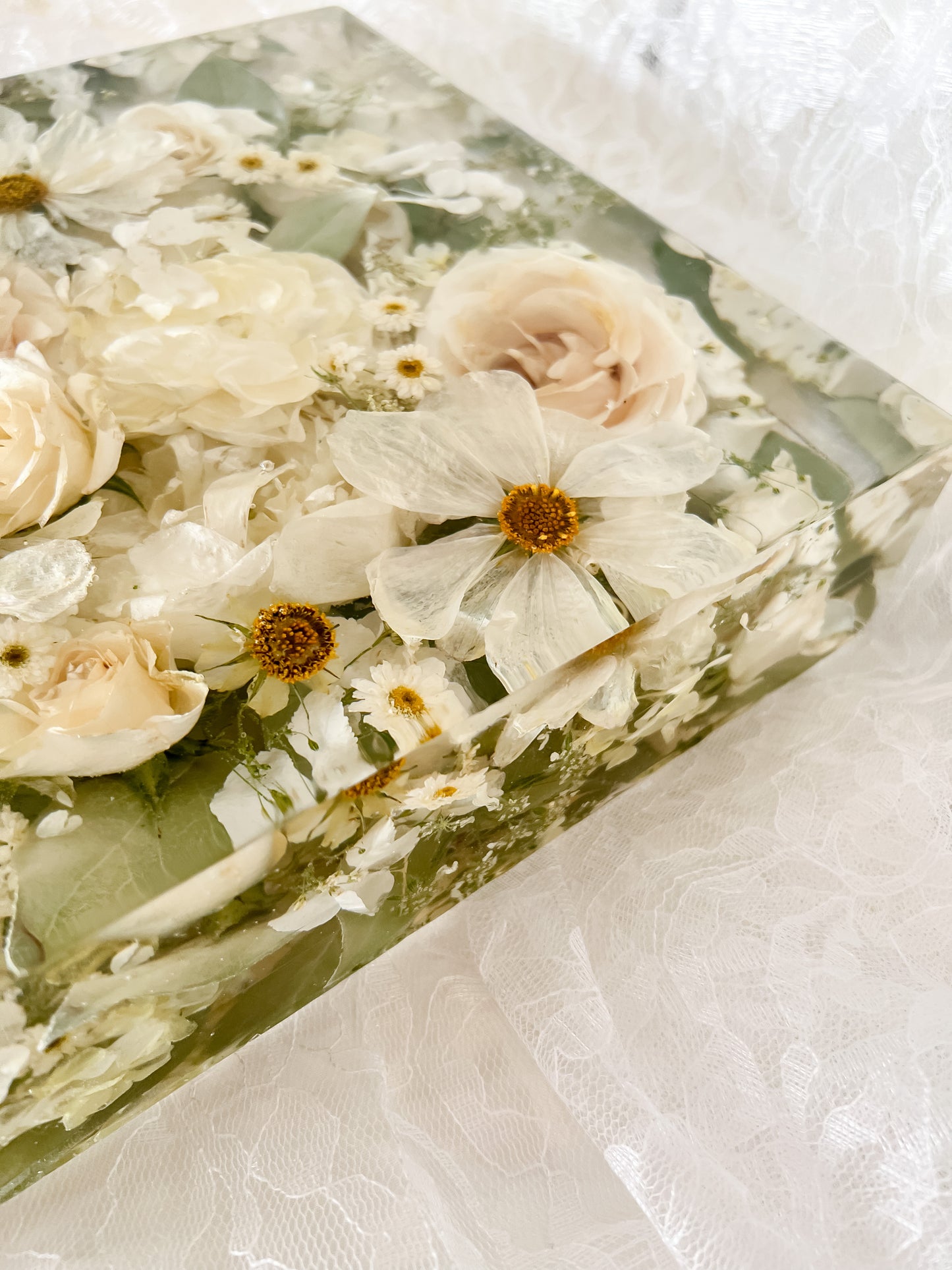 10" Square Resin Flower Preservation