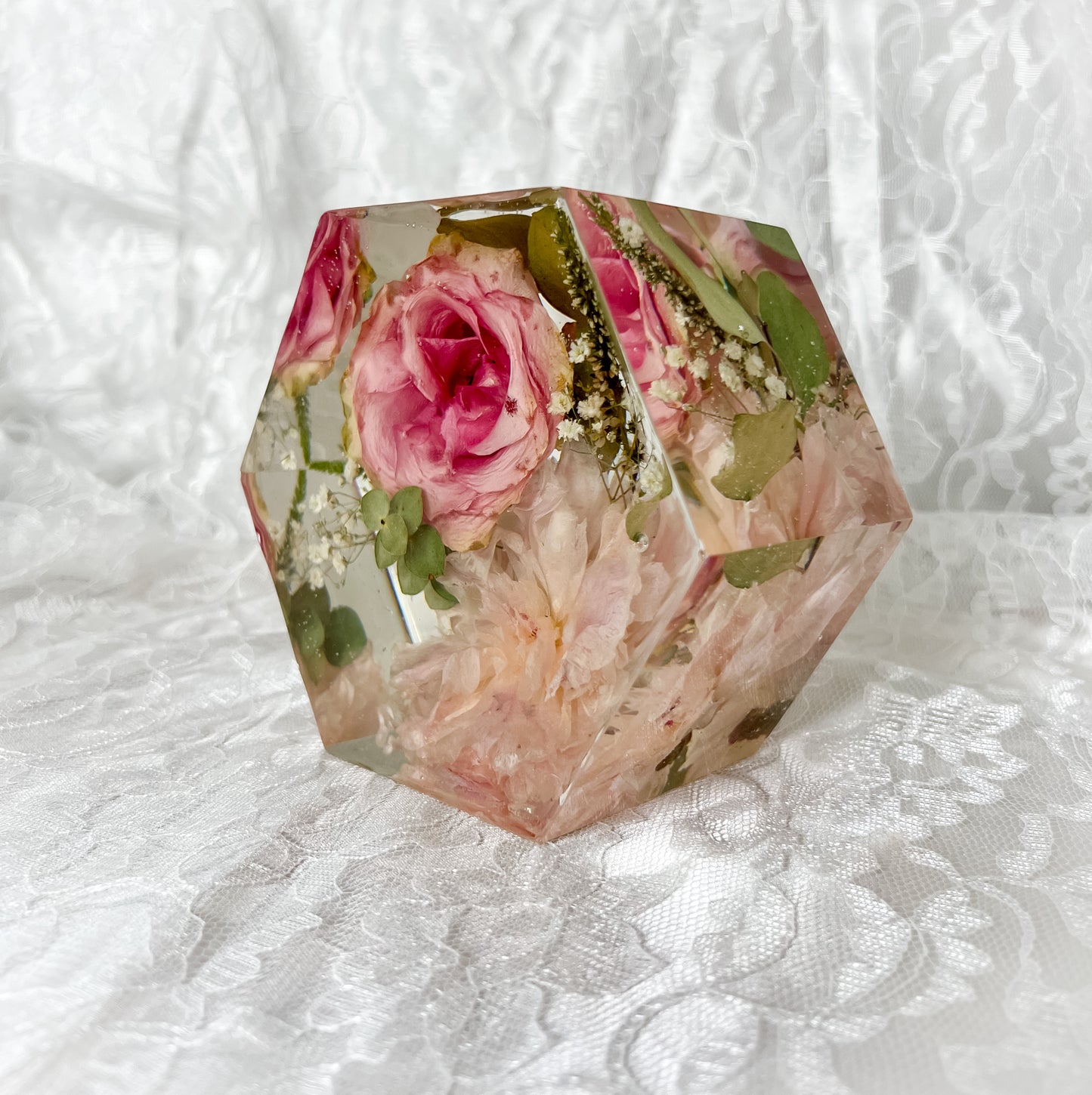 5" Hexagon Resin Flower Preservation