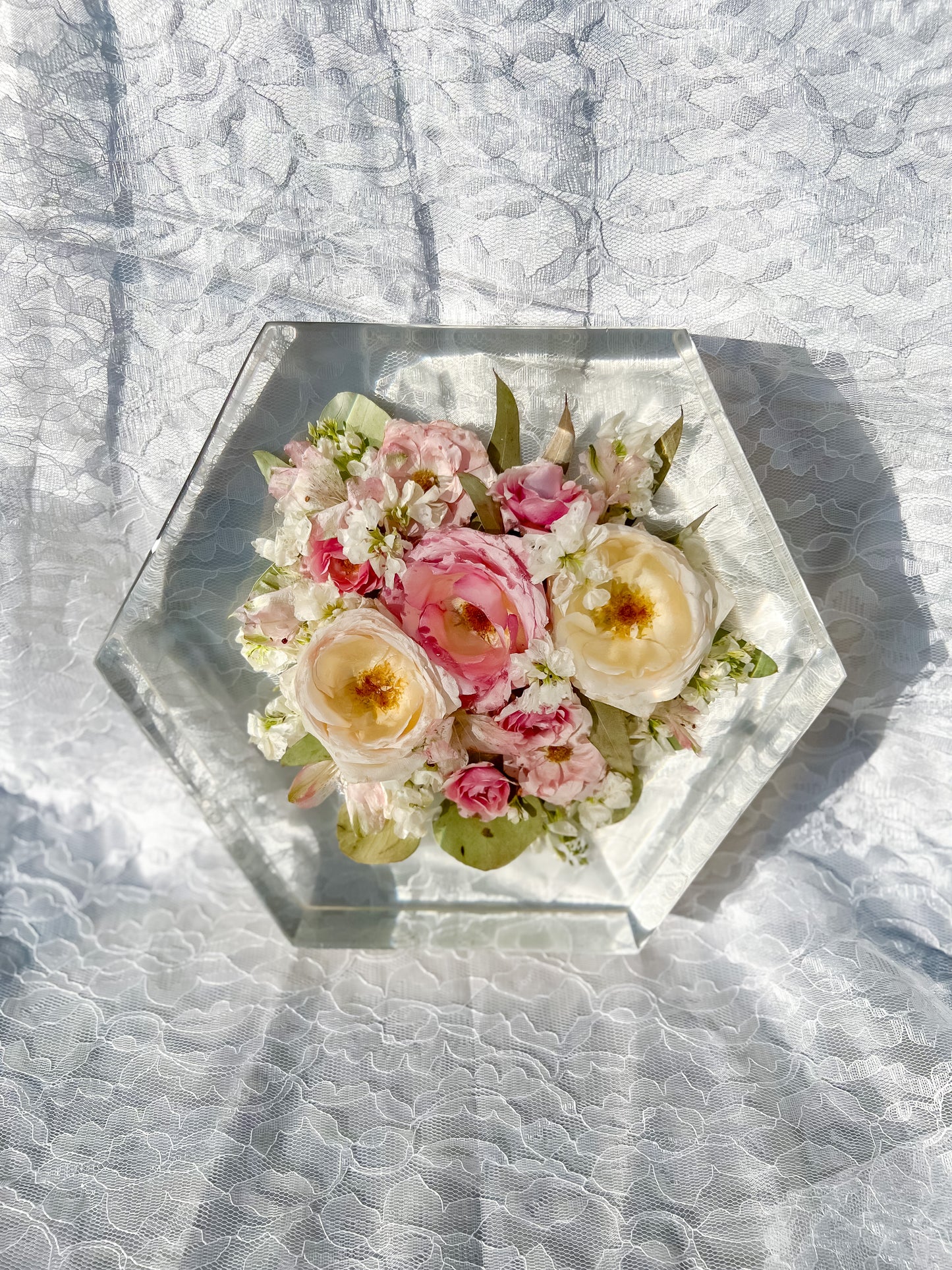 11" Hexagon Resin Flower Preservation
