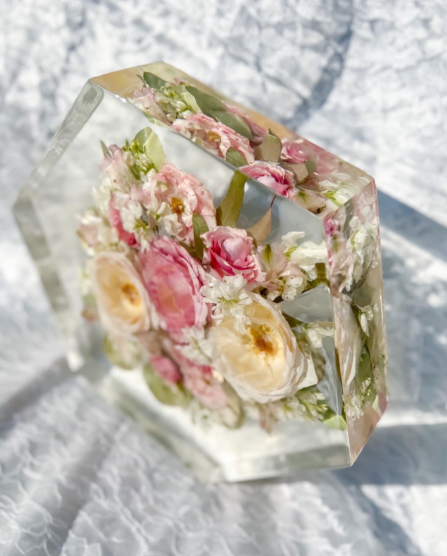 11" Hexagon Resin Flower Preservation